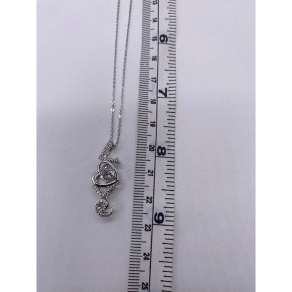 Women’s Love Cubic Zircon Necklace Sliver Tone - Picture 5 of 14